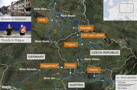 map of germany rivers flood.